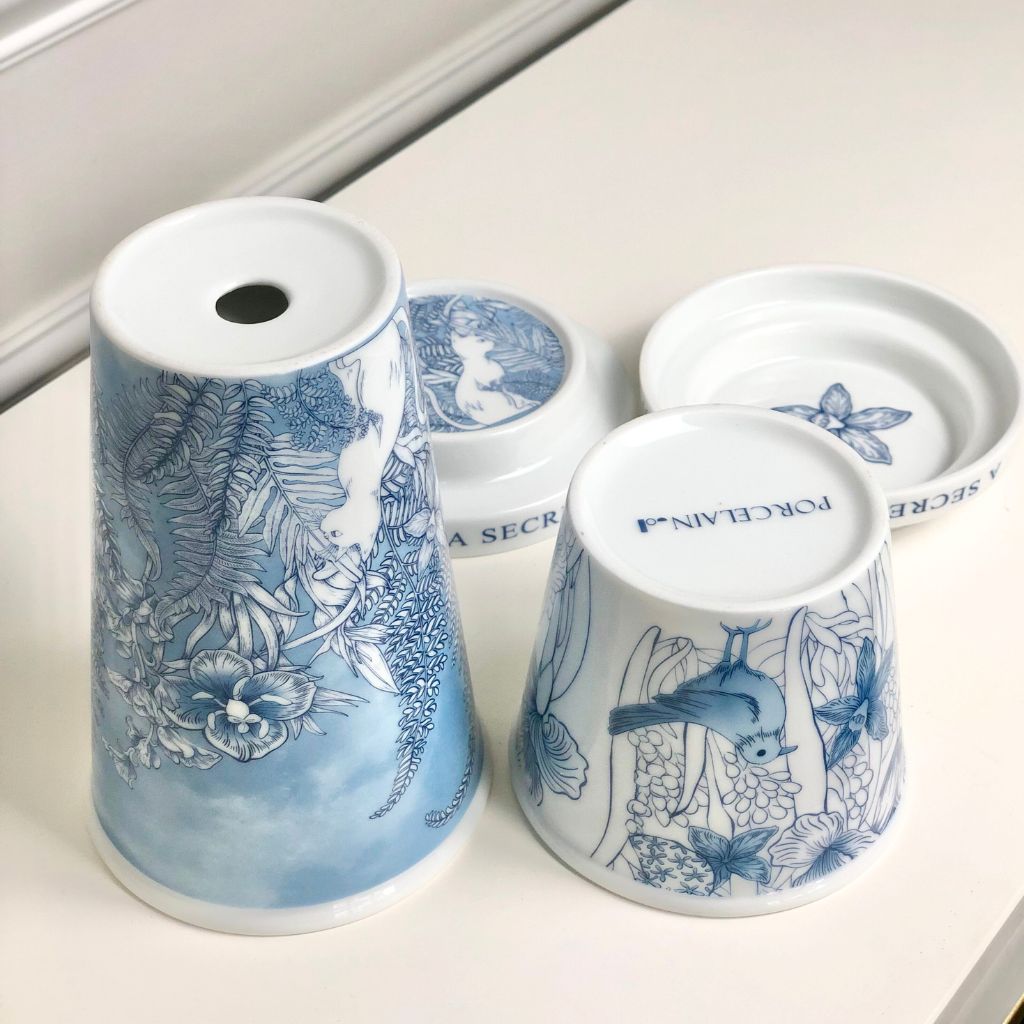 Secret Garden Porcelain Cups with Lids (Set of 2)