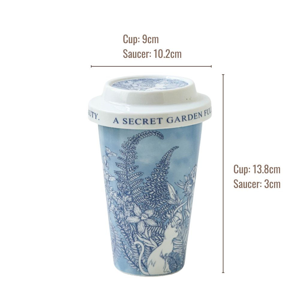 Secret Garden Porcelain Cups with Lids (Set of 2)