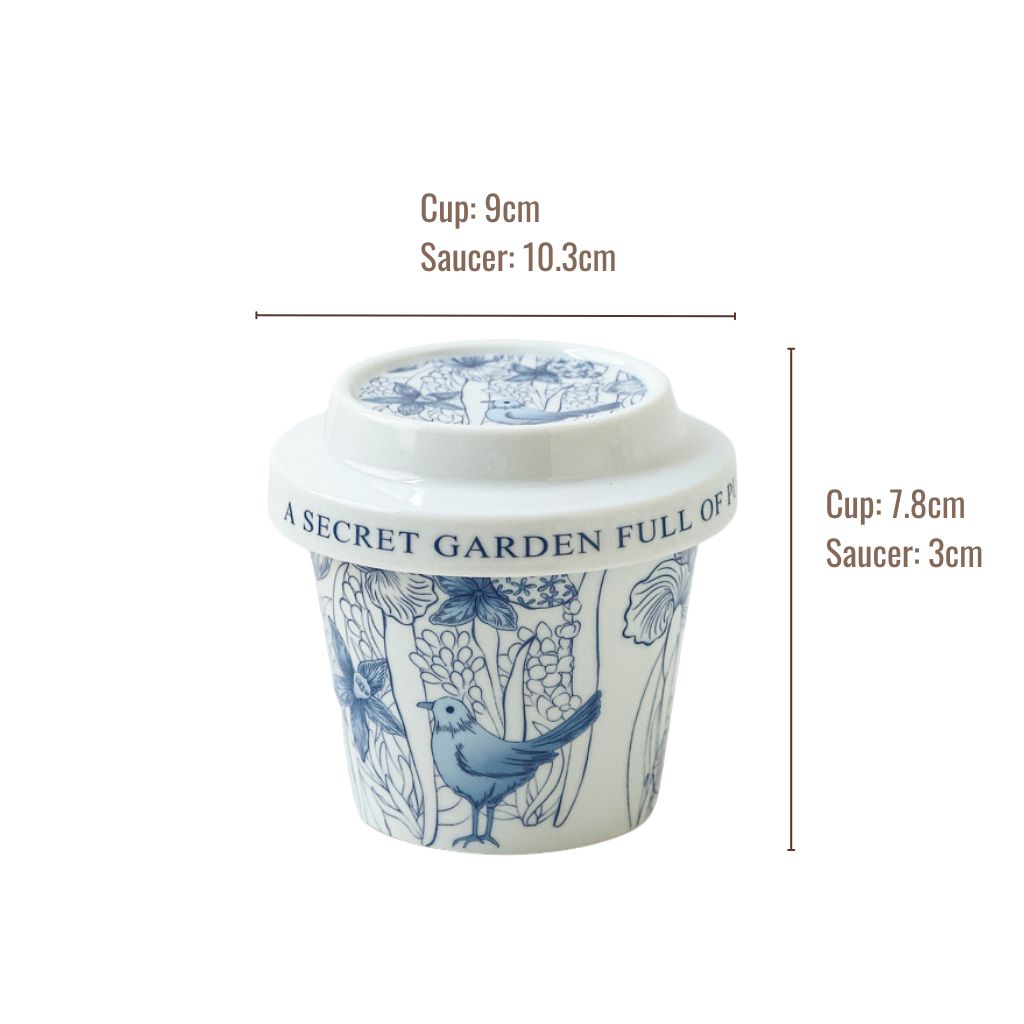 Secret Garden Porcelain Cups with Lids (Set of 2)