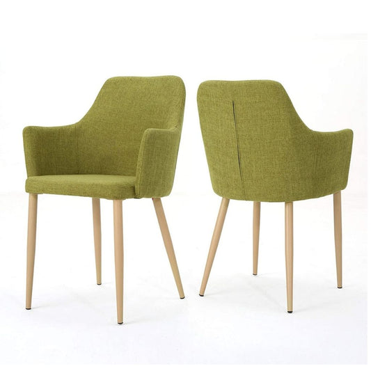 Serra Mid Century Fabric Dining Chair with Wood Finished Metal Legs (Set of 2)