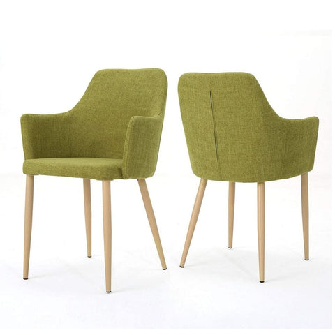 Image of Serra Mid Century Fabric Dining Chair with Wood Finished Metal Legs (Set of 2)