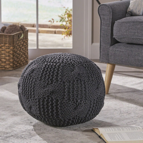 Image of Simi Knitted Cotton Pouf