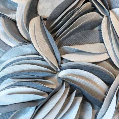 Image of Smoky Blue 3D Handmade Petals Lumbar Pillow Cover