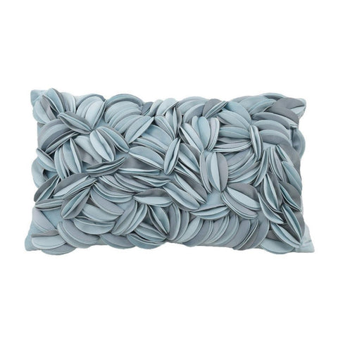 Image of Smoky Blue 3D Handmade Petals Lumbar Pillow Cover