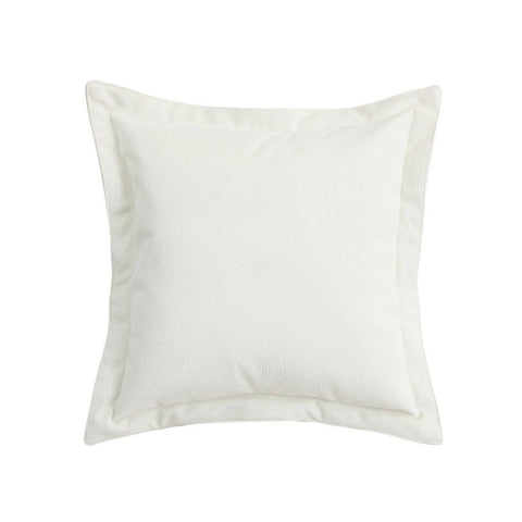 Image of Snow White Bordered Throw Pillow Cover with Pebbled Leather Finishing
