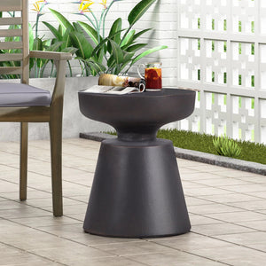 Snumshire Outdoor Lightweight Concrete Side Table, Antique Copper