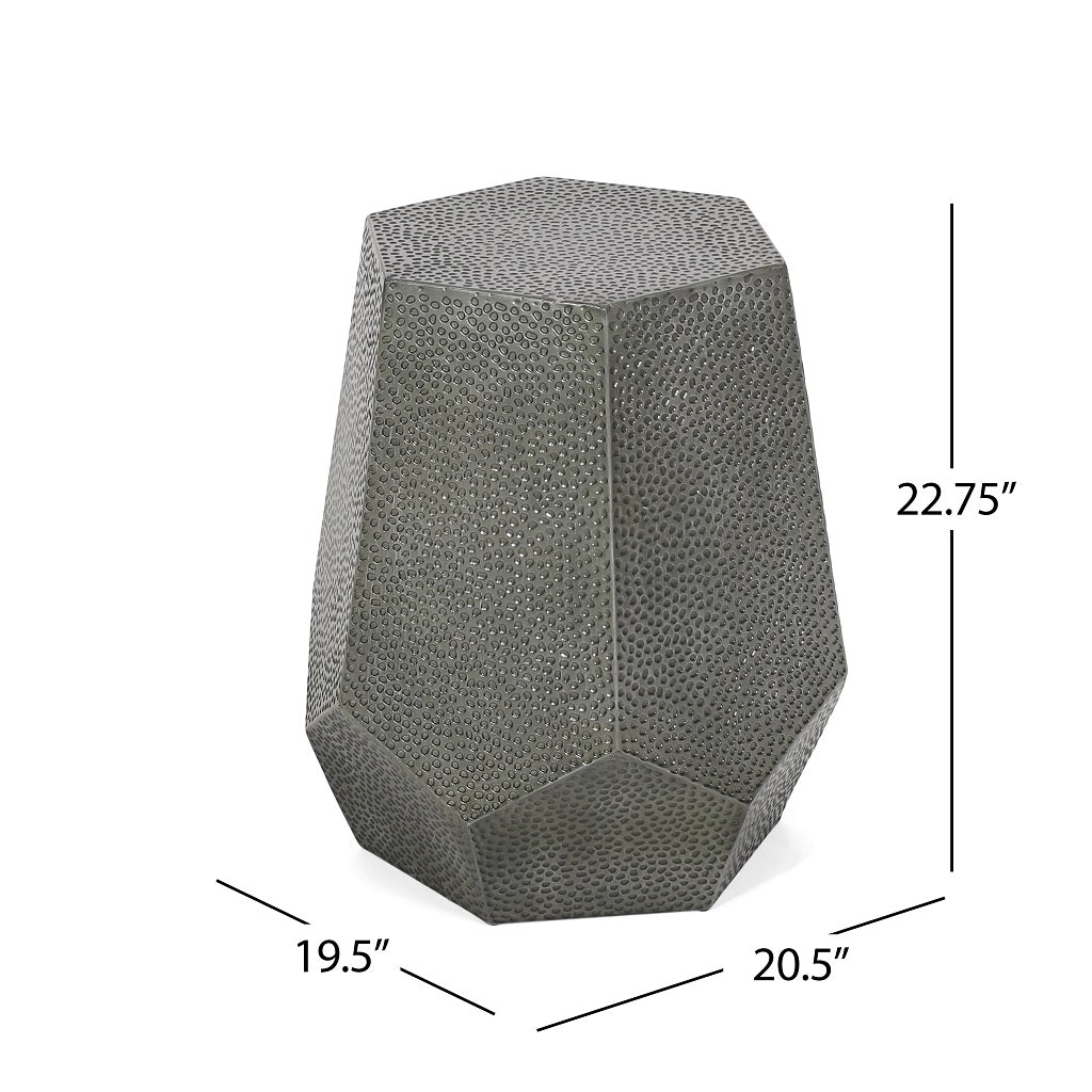 Spofford Modern Hammered Iron Geometric Side Table