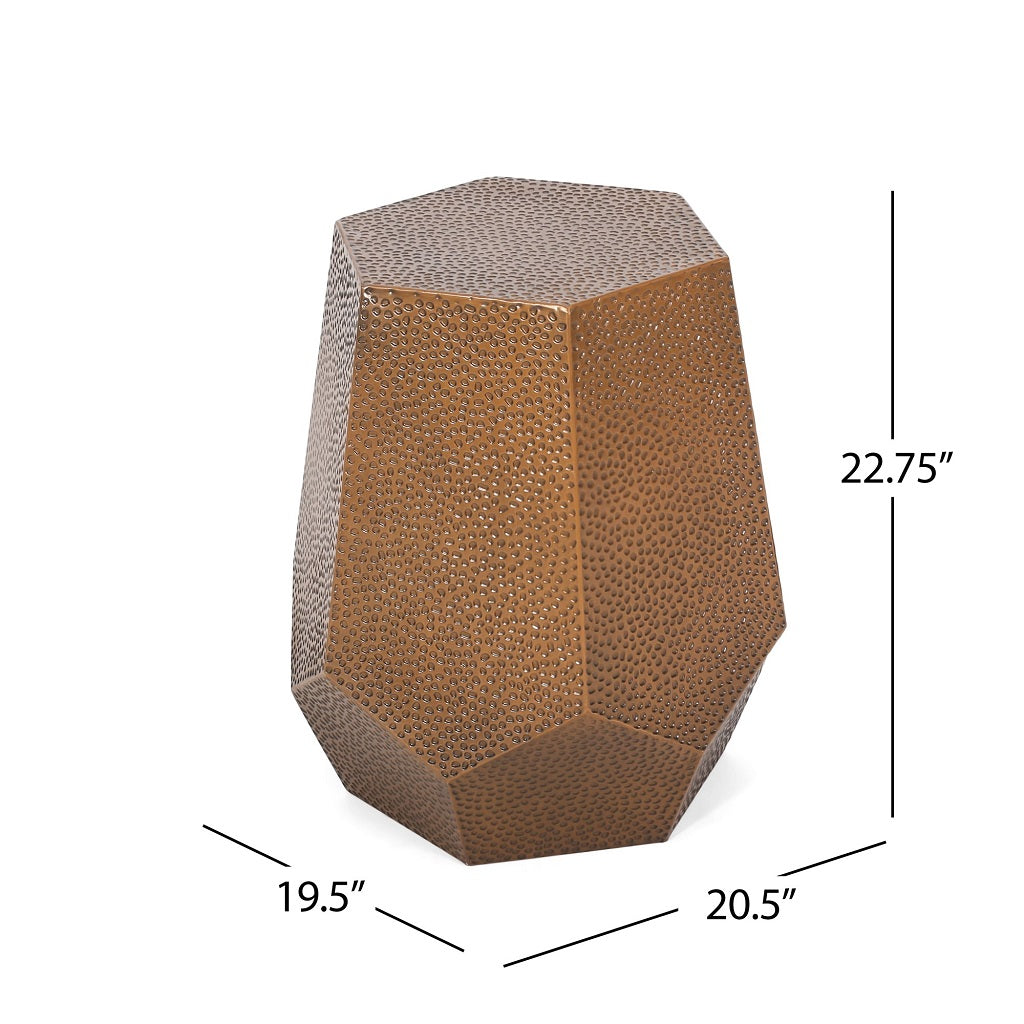 Spofford Modern Hammered Iron Geometric Side Table