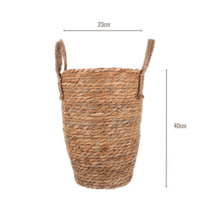 Straw Woven Flower Basket Planter With Handles