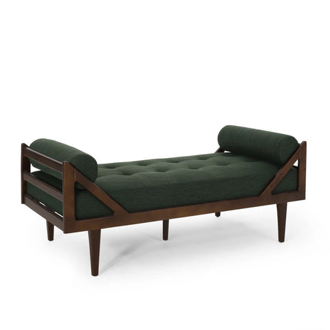 Image of Sumner Contemporary Tufted Chaise Lounge with Rolled Accent Pillows