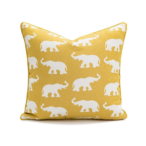Image of Sunny Yellow Elephant Throw Pillow Cover