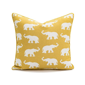 Sunny Yellow Elephant Throw Pillow Cover