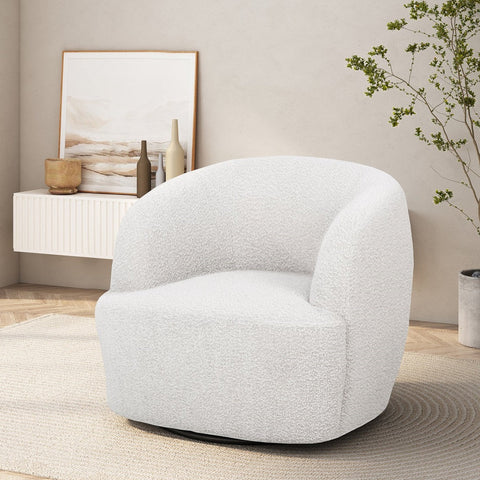Image of Sydmor Contemporary Boucle Upholstered Swivel Club Chair