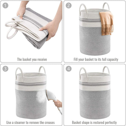 Image of Tall Cotton Rope Laundry Basket