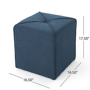 Tammy Modern Fabric Upholstered Square Ottoman with Tonal Piping