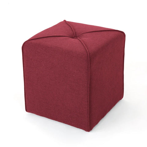 Image of Tammy Modern Fabric Upholstered Square Ottoman with Tonal Piping