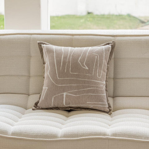 Image of Taupe Abstract Lines Throw Pillow Cover