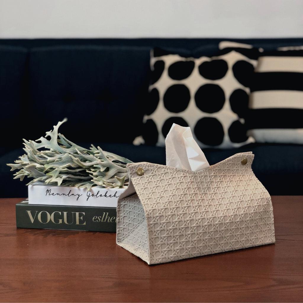 Taupe Weave Tissue Box Cover