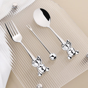 Teddy Bear Dessert Fork & Spoon Set (Set of 3)
