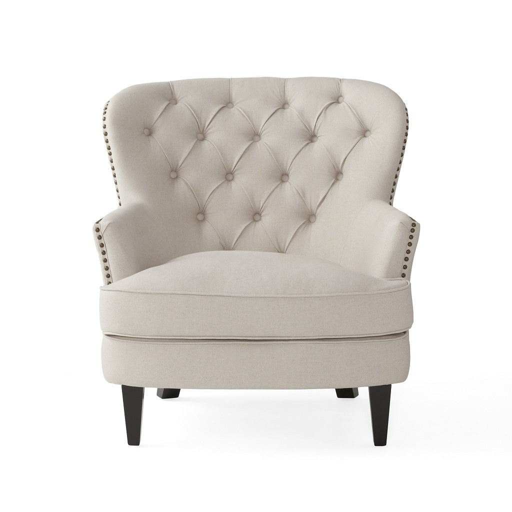 Teton Button Tufted Upholstered Club Chair With Footstool