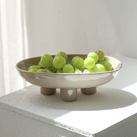 Image of Three Legged Ceramic Decorative Fruit Bowl