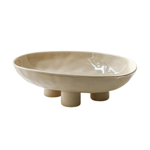 Image of Three Legged Ceramic Decorative Fruit Bowl