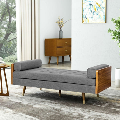 Tiltonsville Mid-Century Modern Tufted Double End Chaise Lounge with Bolster Pillows
