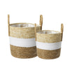 Tricolor Handwoven Planter Basket With Handles (Set of 2)