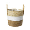 Tricolor Large Handwoven Planter Basket With Handles