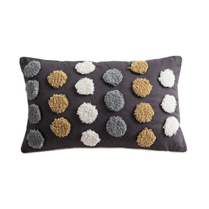 Tricolor Tufted Dots Lumbar Pillow Cover