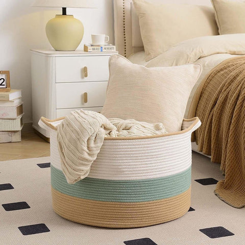 Image of Trio-Tone Cotton Rope Laundry Basket