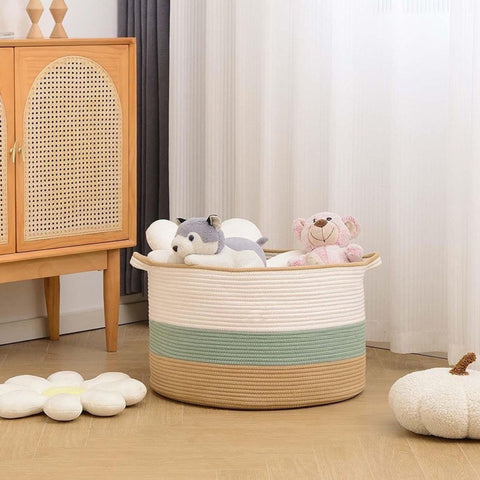 Image of Trio-Tone Cotton Rope Laundry Basket