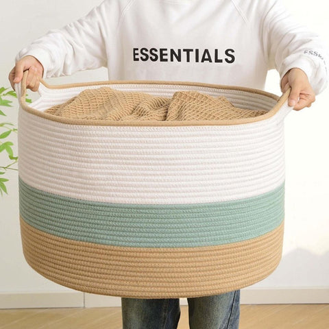 Image of Trio-Tone Cotton Rope Laundry Basket