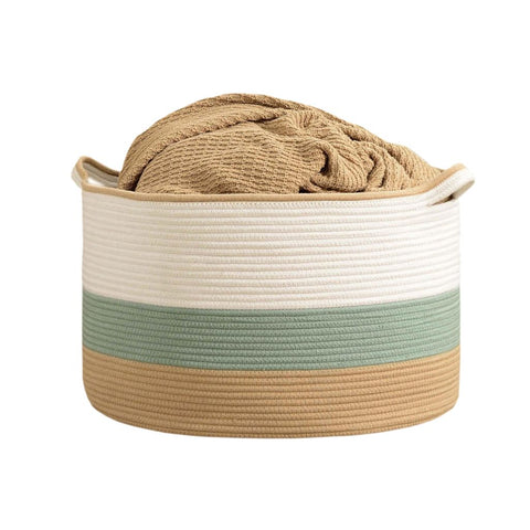 Image of Trio-Tone Cotton Rope Laundry Basket