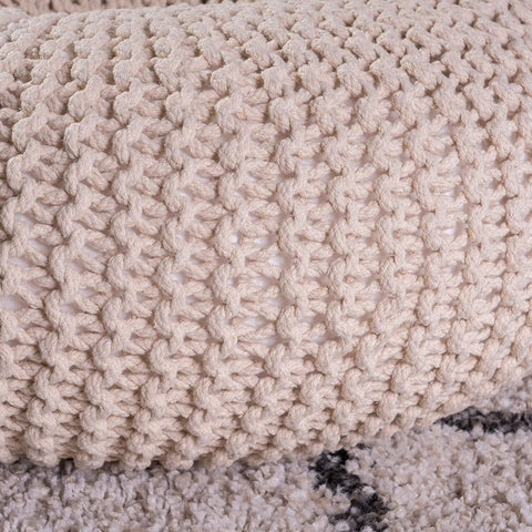 Image of Truda Knitted Cotton Donut Pouf