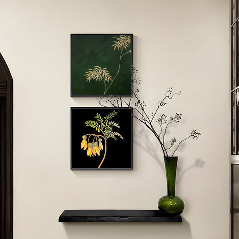 Image of Vintage Bamboo and Kowhai Framed Print (Set of 2)