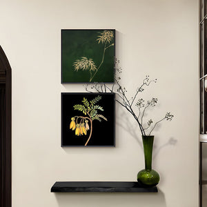 Vintage Bamboo and Kowhai Framed Print (Set of 2)