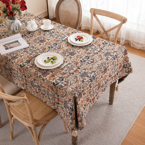 Image of Vintage Floral Whispering Garden Jacquard Tablecloth