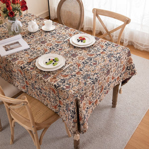 Vintage Floral Whispering Garden Jacquard Tablecloth
