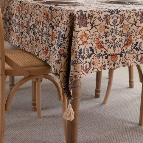 Image of Vintage Floral Whispering Garden Jacquard Tablecloth