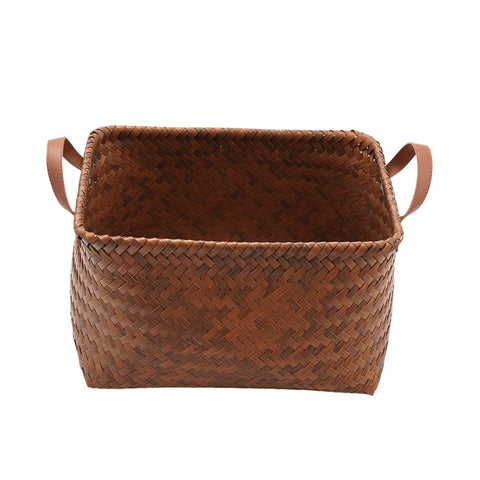 Vintage Handwoven Handled Storage Basket (Set of 2)