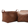 Vintage Handwoven Handled Storage Basket (Set of 2)