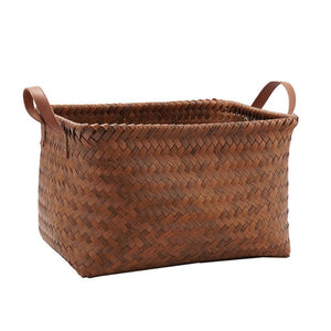 Vintage Handwoven Handled Storage Basket (Set of 2)