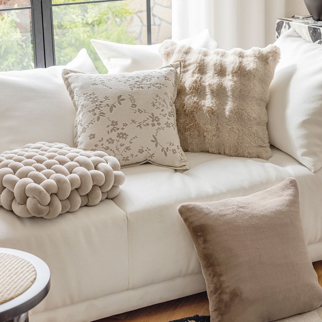 Waffle Latte Faux Fur Throw Pillow Cover