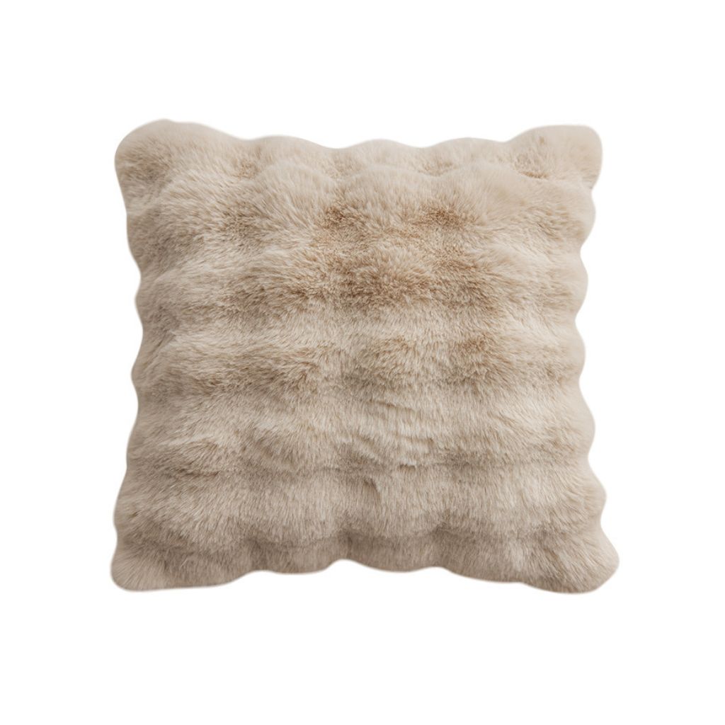 Waffle Latte Faux Fur Throw Pillow Cover