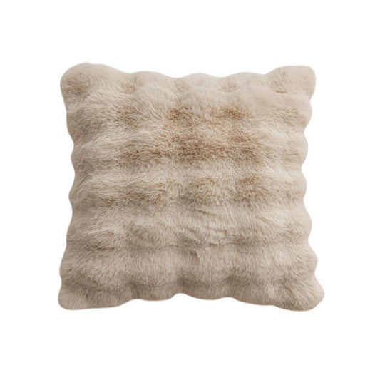 Waffle Latte Faux Fur Throw Pillow Cover