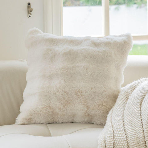 Image of Waffle Pearl White Faux Fur Throw Pillow Cover