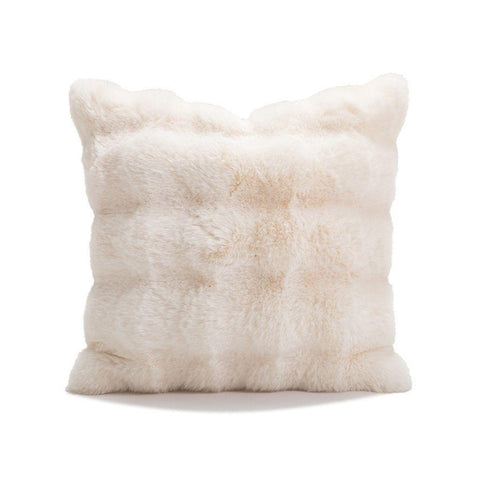 Image of Waffle Pearl White Faux Fur Throw Pillow Cover