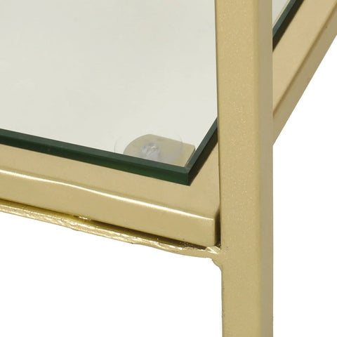 Image of Wallner Modern Glam Tempered Glass 3 Shelf Asymmetrical Bookcase, Gold