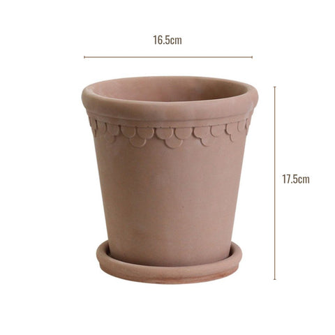 Image of Weathered Brown Roman Concrete Planter Pot